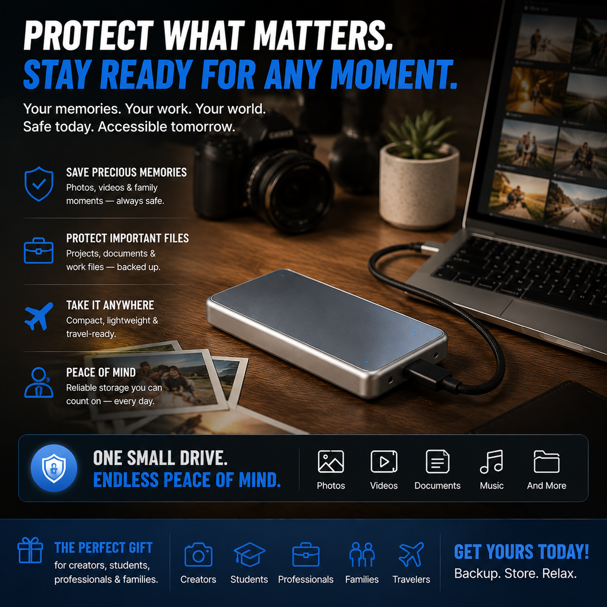 🔥 LAST DAY 50% OFF-【1TB】Portable External SSD – Protect Your Photos, Videos & Important Files