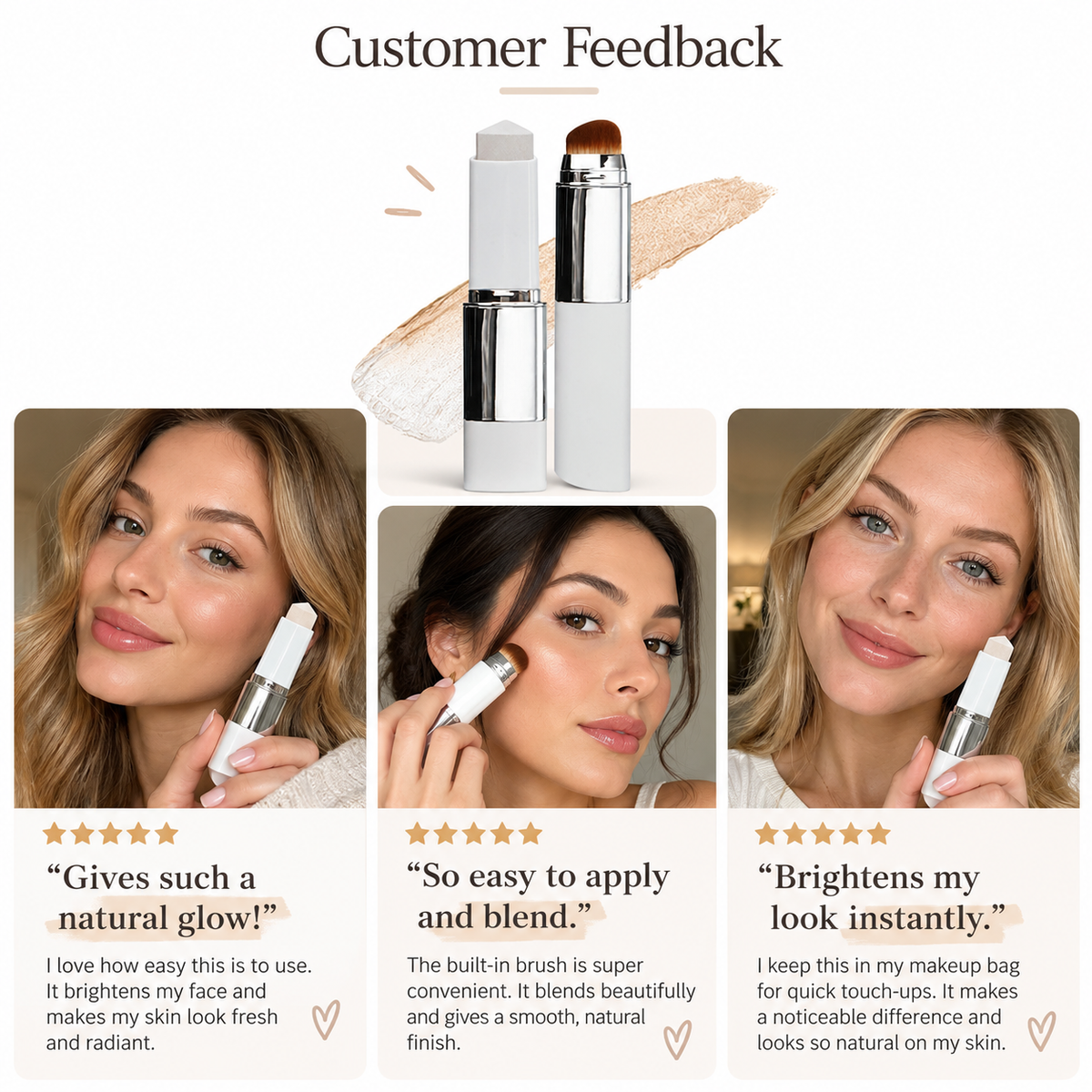 ✨ 50% OFF | 2-in-1 Foundation Stick with Built-in Brush – Flawless-Looking Makeup Made Easy!