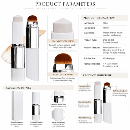 ✨ 50% OFF | 2-in-1 Foundation Stick with Built-in Brush – Flawless-Looking Makeup Made Easy!