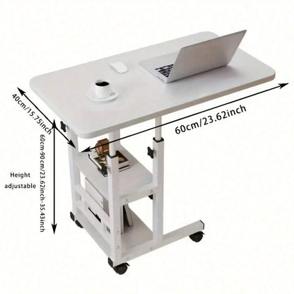 Adjustable Folding Mobile Desk with Storage Rack