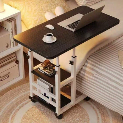 Adjustable Folding Mobile Desk with Storage Rack