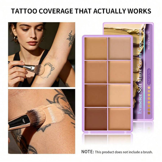 8-Color Concealer Palette, Full Coverage Waterproof Contour & Highlighter Makeup Palette, Moisturizing & Easy-To-Blend Face Concealer Suitable For Dullness, Acne And Blemishes, Long-Lasting Matte Finish