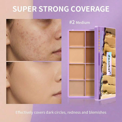 8-Color Concealer Palette, Full Coverage Waterproof Contour & Highlighter Makeup Palette, Moisturizing & Easy-To-Blend Face Concealer Suitable For Dullness, Acne And Blemishes, Long-Lasting Matte Finish