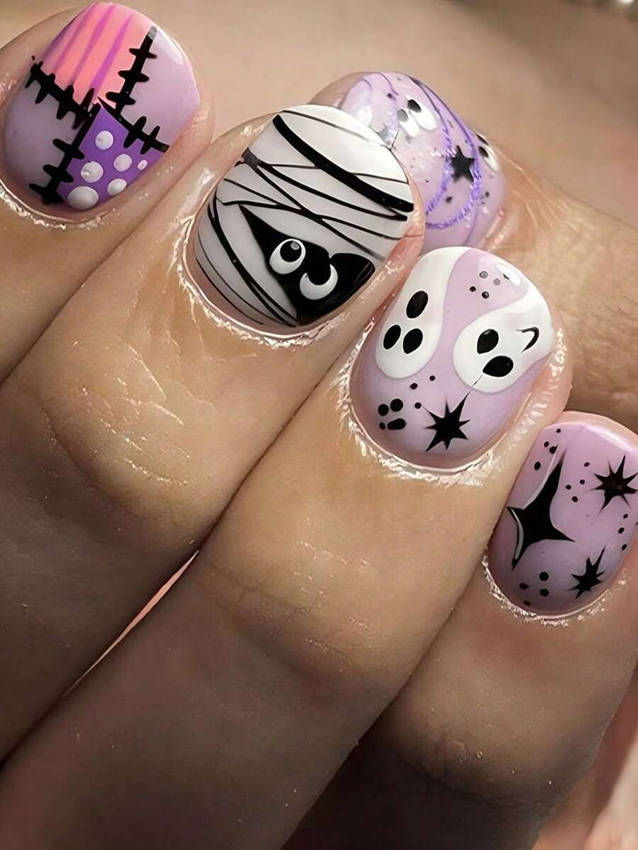 Halloween Short Square Press-On Nails — 24 Pieces