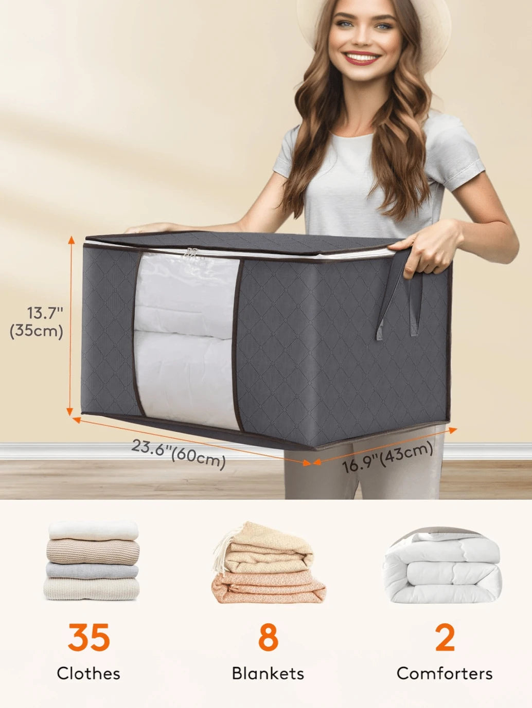 Foldable Clothes & Bedding Storage Bags — 2 Pack
