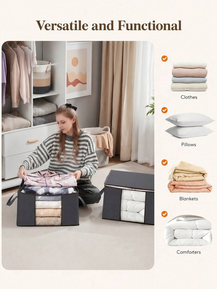 Foldable Clothes & Bedding Storage Bags — 2 Pack
