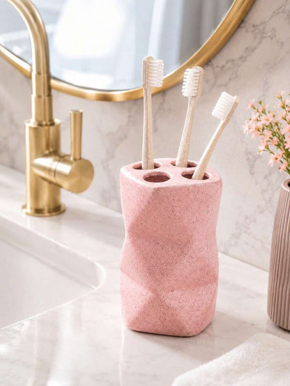 Pink 4-Piece Bathroom Countertop Accessory Set