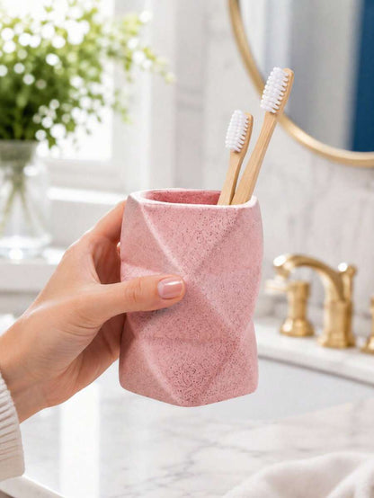 Pink 4-Piece Bathroom Countertop Accessory Set