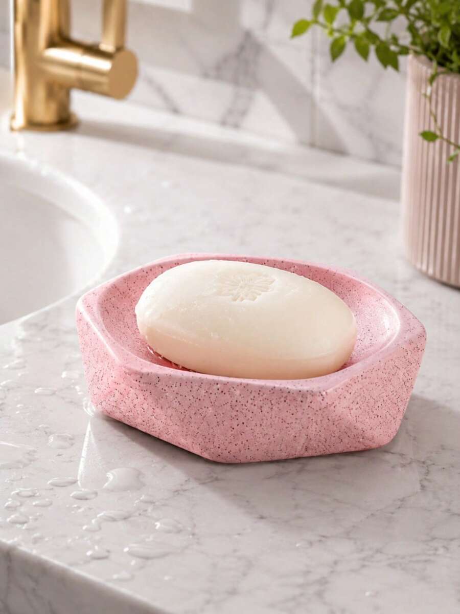 Pink 4-Piece Bathroom Countertop Accessory Set