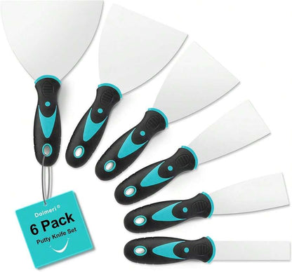 Stainless Steel Putty Knife Set — 6 Pieces