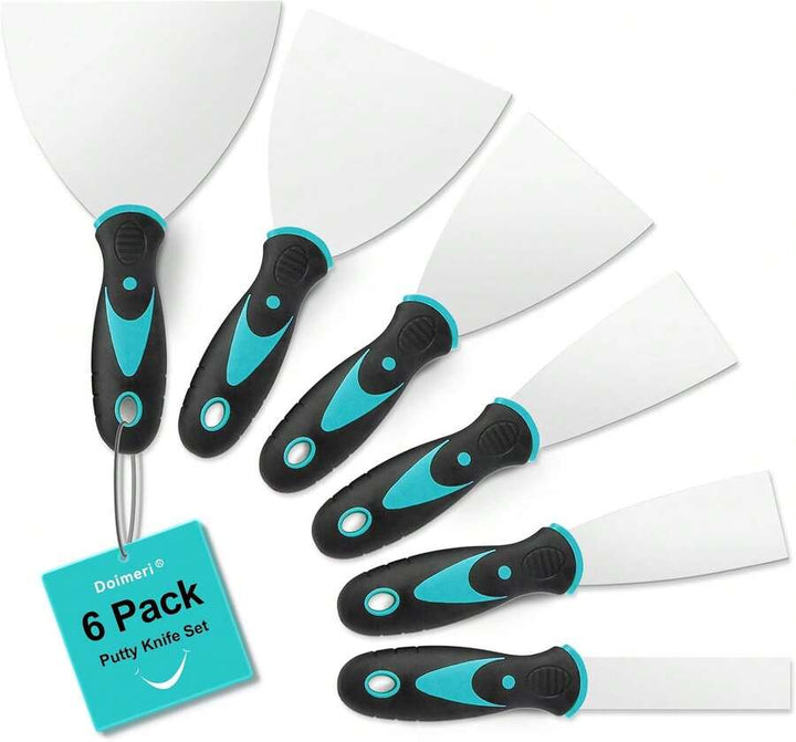 Stainless Steel Putty Knife Set — 6 Pieces