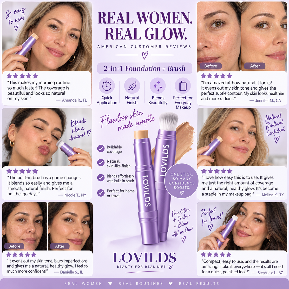 The stick that makes mature skin glow again - Adapting Foundation Stick with Built-In Brush