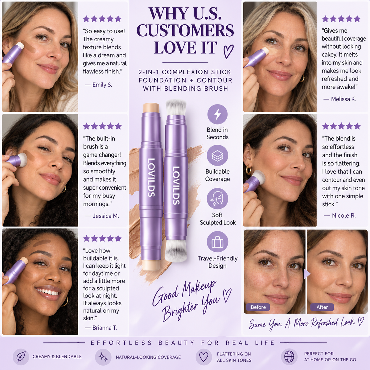 The stick that makes mature skin glow again - Adapting Foundation Stick with Built-In Brush