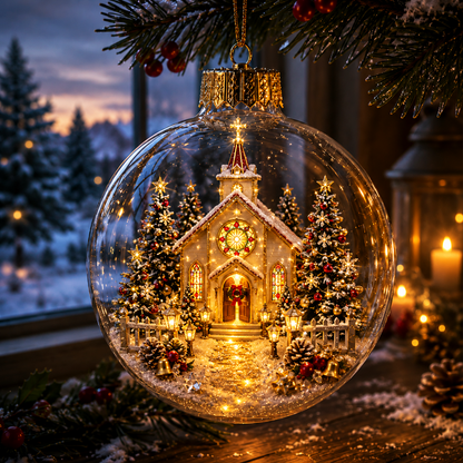 🎄🎄 Glowing Christmas Story Ornament – Light-Up Mini Holiday Scene✨