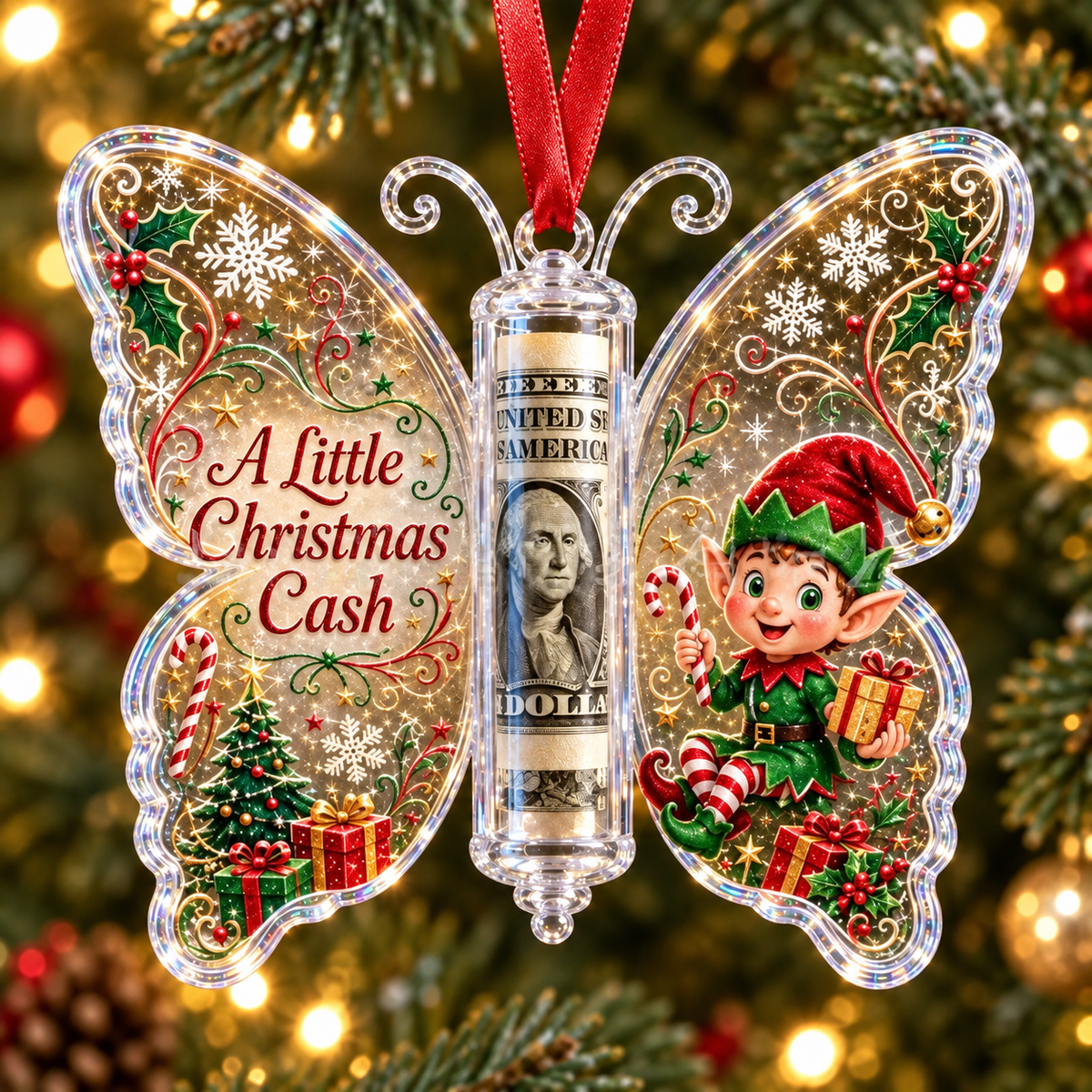 🦋Christmas Cash Gift Butterfly Ornament🎄✨