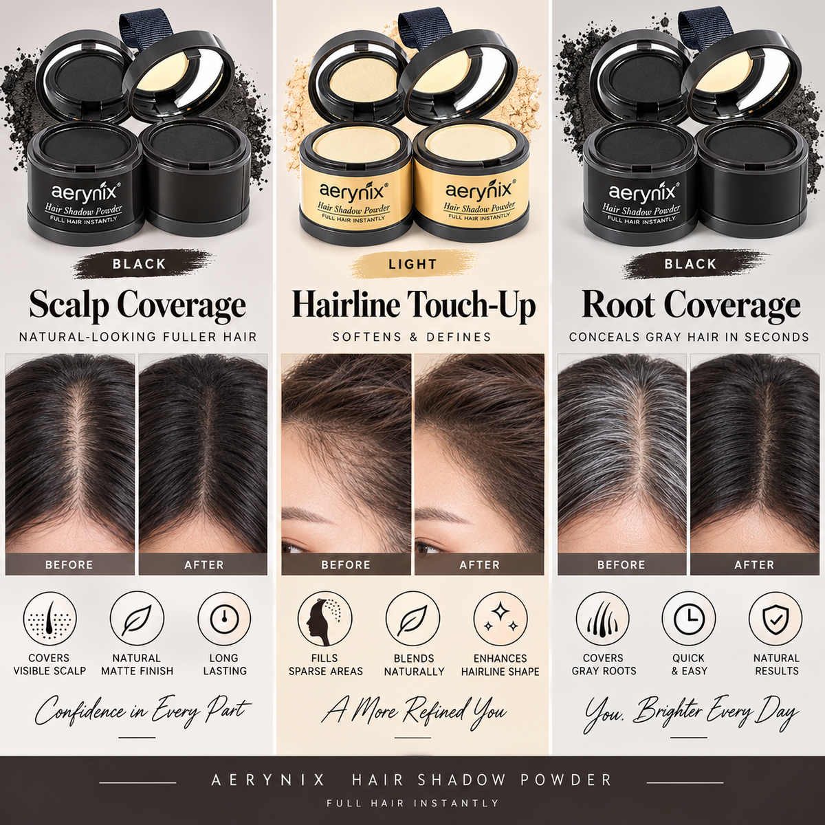 🔥 50% OFF | Aerynix Hair Shadow Powder – Instantly Fuller-Looking Hair