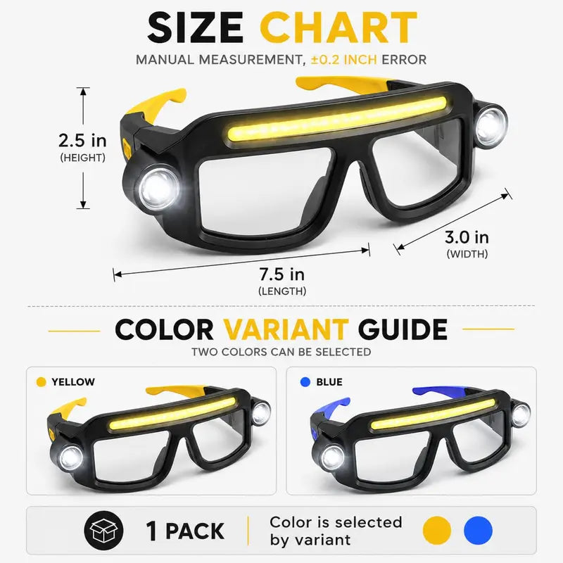 Rechargeable LED Headlamp Glasses – Hands-Free Lighting