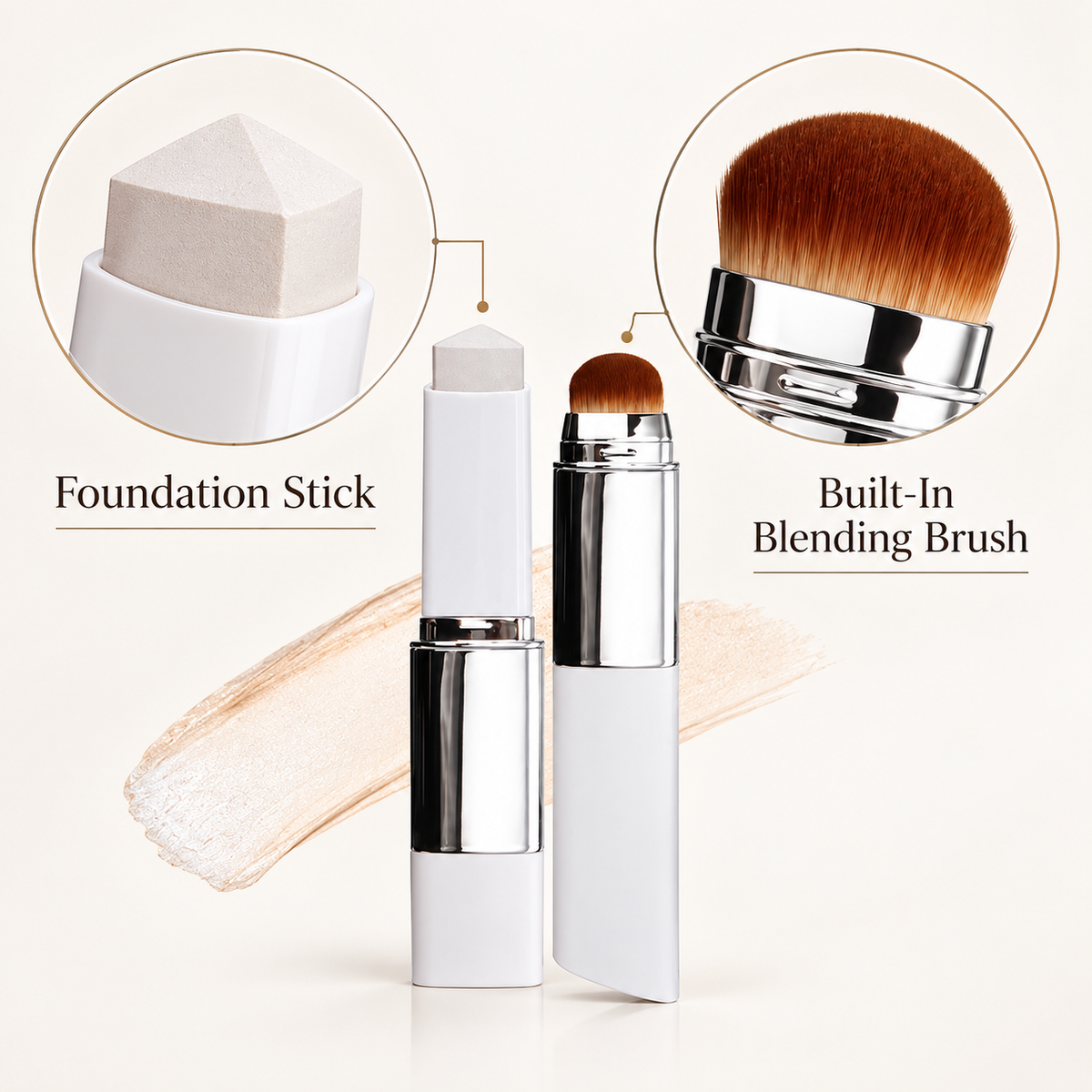 ✨ 50% OFF | 2-in-1 Foundation Stick with Built-in Brush – Flawless-Looking Makeup Made Easy!