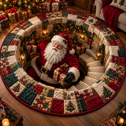 3D Santa Christmas Illusion Rug – Festive Holiday Floor Decor