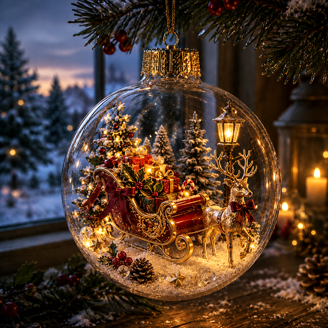 🎄🎄 Glowing Christmas Story Ornament – Light-Up Mini Holiday Scene✨