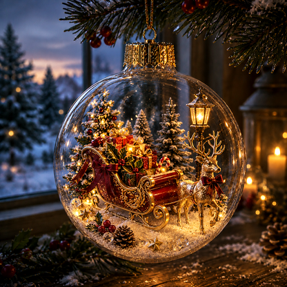 🎄🎄 Glowing Christmas Story Ornament – Light-Up Mini Holiday Scene✨