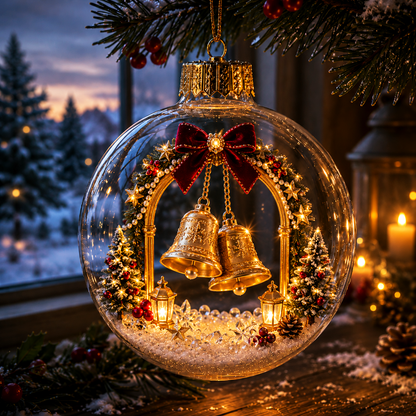 🎄🎄 Glowing Christmas Story Ornament – Light-Up Mini Holiday Scene✨