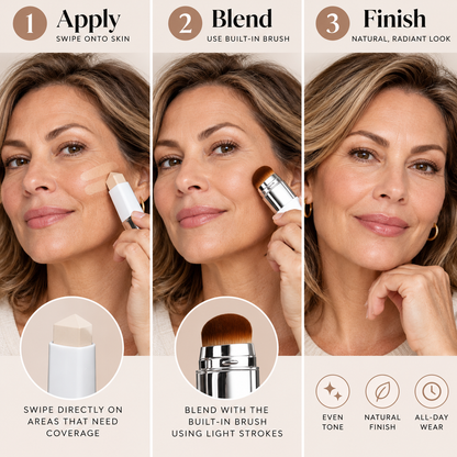 ✨ 50% OFF | 2-in-1 Foundation Stick with Built-in Brush – Flawless-Looking Makeup Made Easy!