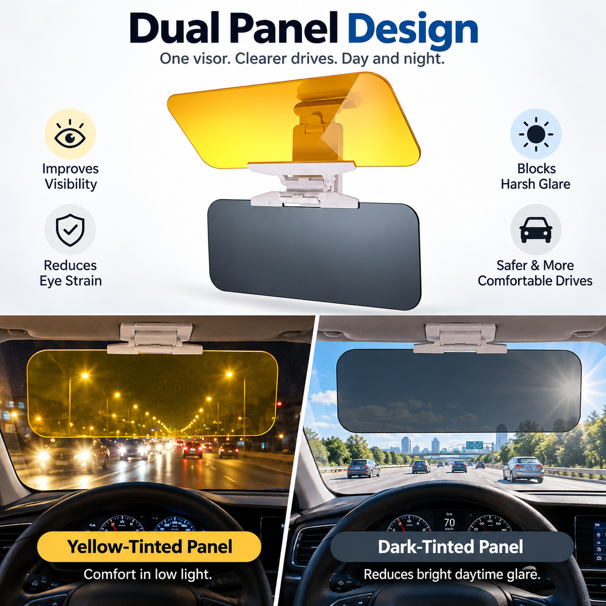 🚗 50% OFF | 2-in-1 Car Sun Visor Extender – Drive with Less Glare, Day or Night!