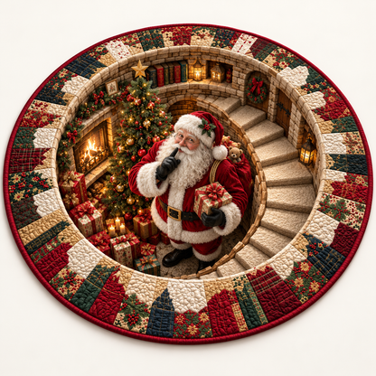 3D Santa Christmas Illusion Rug – Festive Holiday Floor Decor