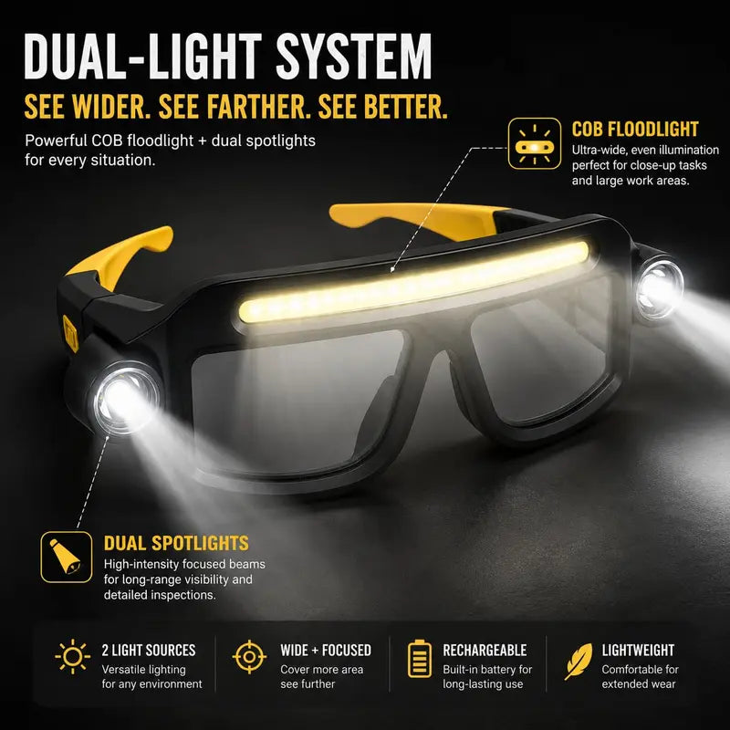 Rechargeable LED Headlamp Glasses – Hands-Free Lighting