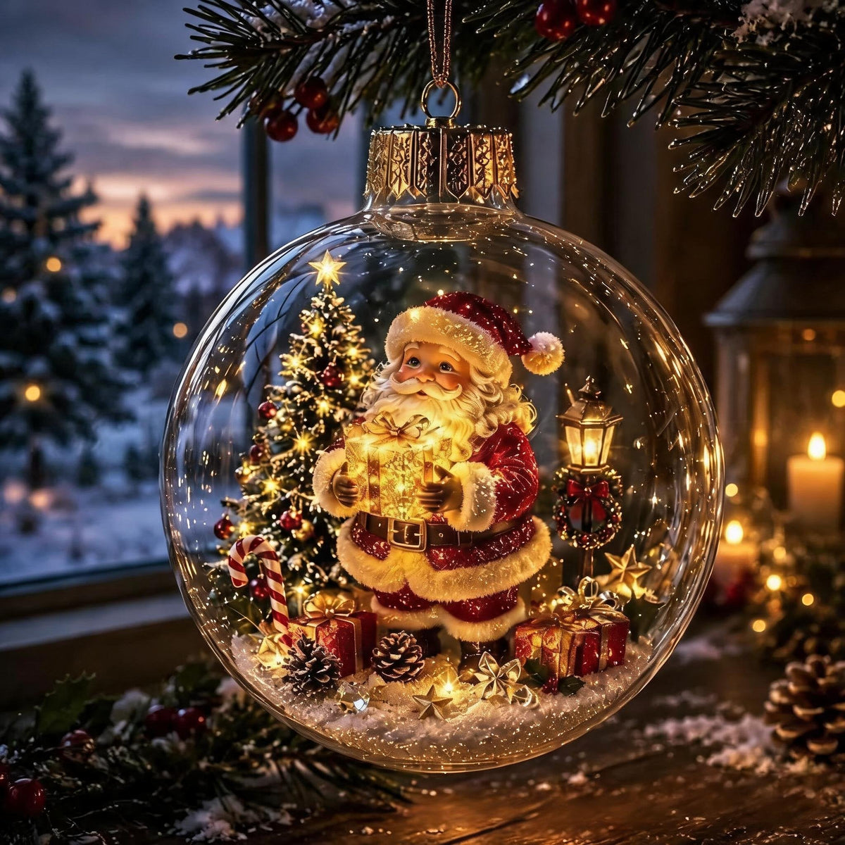 🎄🎄 Glowing Christmas Story Ornament – Light-Up Mini Holiday Scene✨