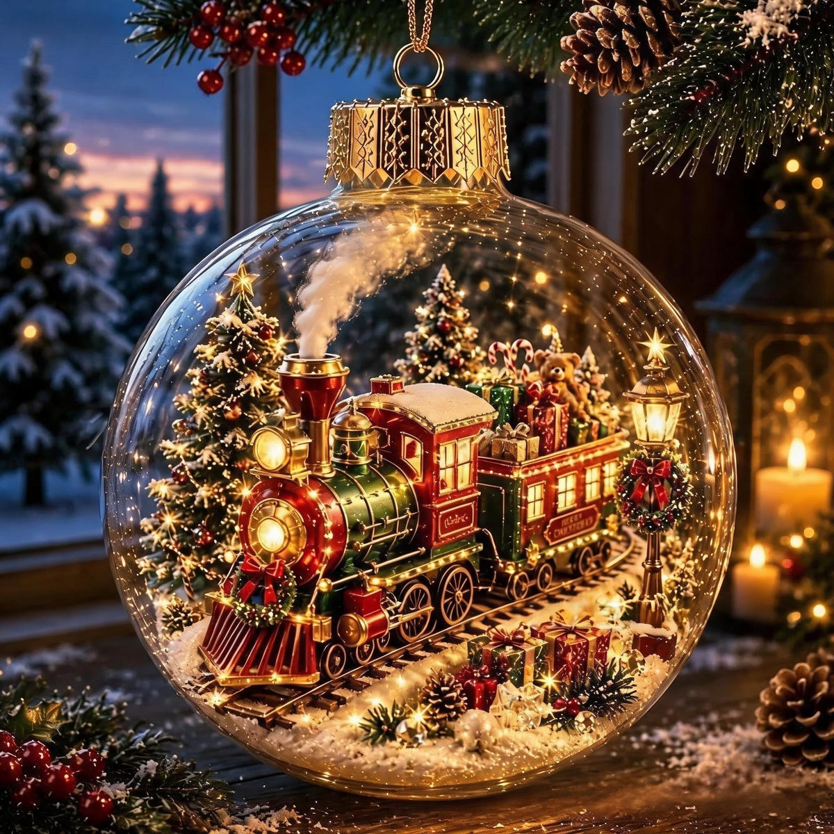 🎄🎄 Glowing Christmas Story Ornament – Light-Up Mini Holiday Scene✨