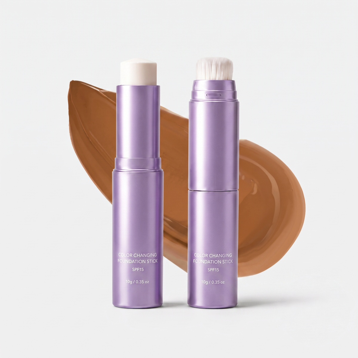 Sorqeth color-adapting foundation stick in Medium with built-in blending brush