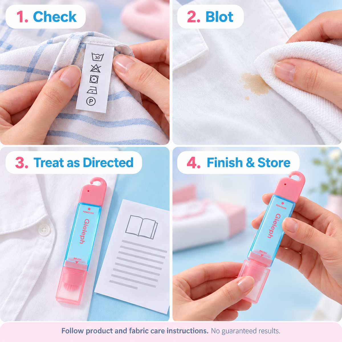 Four steps for careful clothing spot care