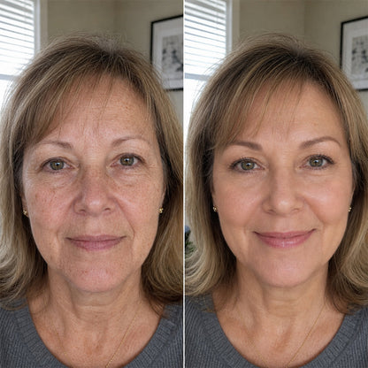 Foundation application example on mature skin